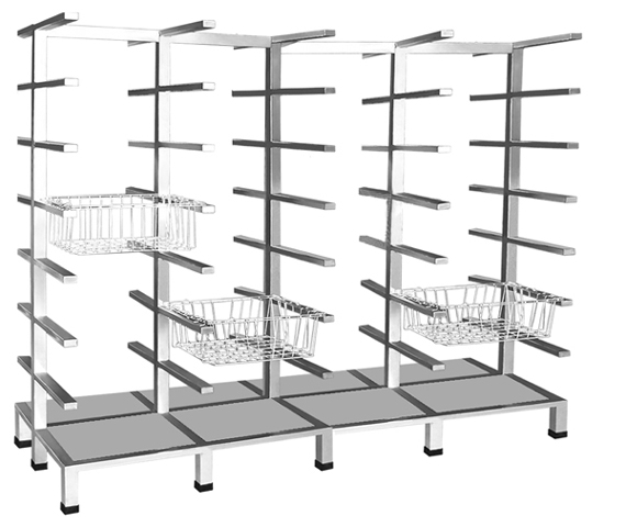 双面四列篮筐存放架（可放56只篮筐）